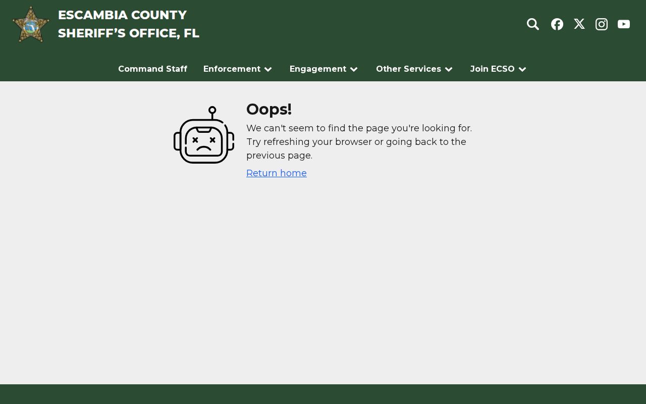 Escambia County Sheriff's Office precinct service information for Century