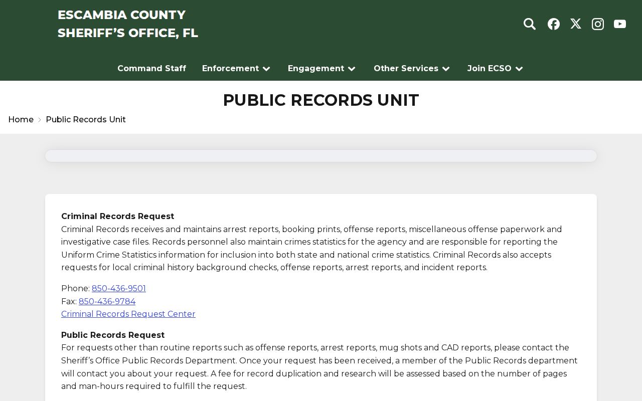 ECSO records request channels for Escambia County arrest records