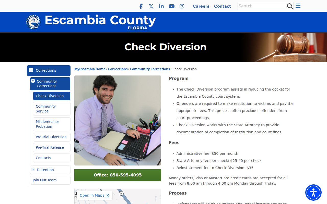 Escambia County court case Check Diversion program page