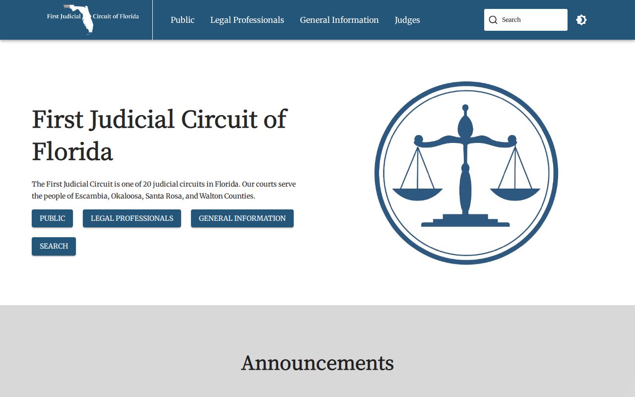 First Judicial Circuit information for Escambia County court cases