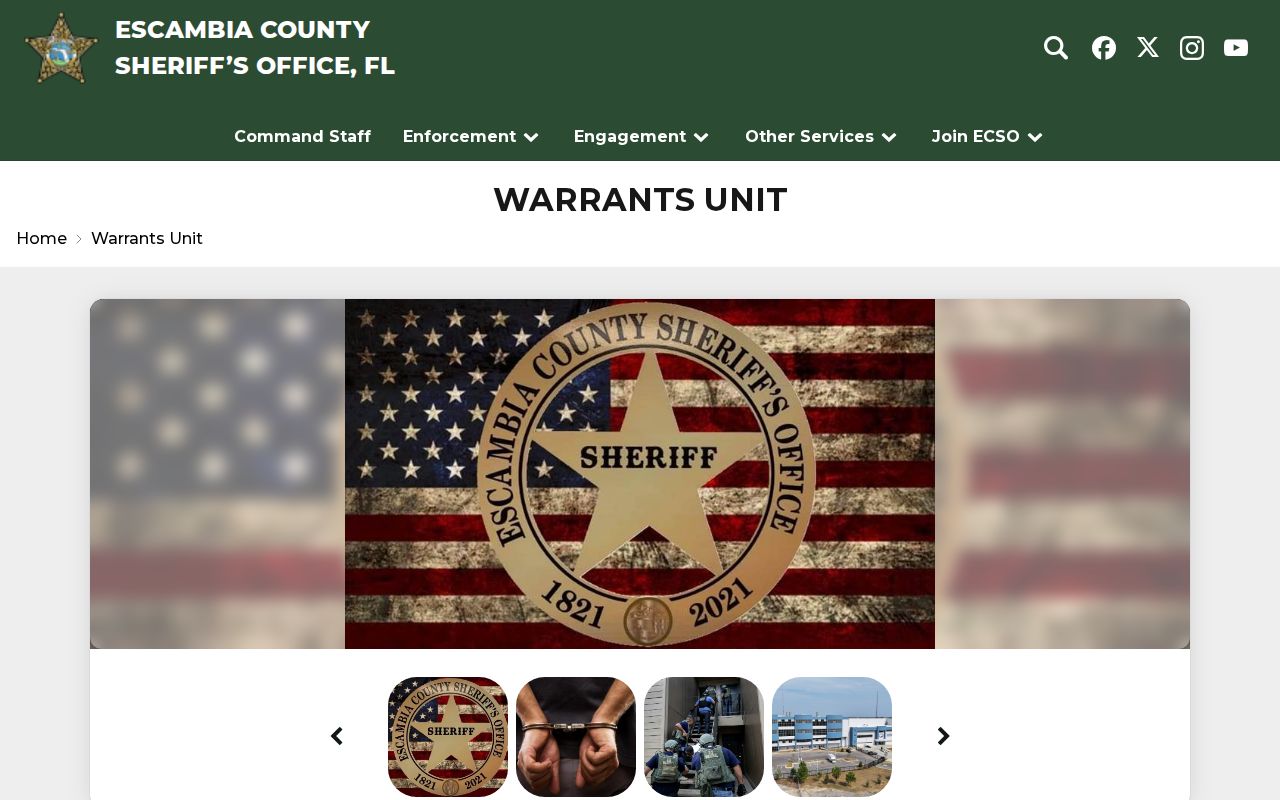 Escambia County Sheriff's Office Warrants Unit information