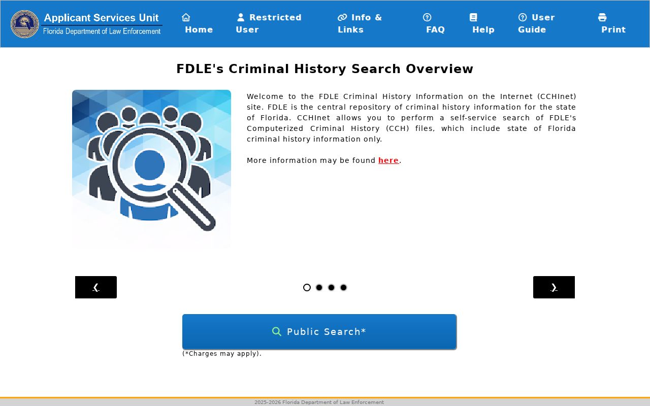 FDLE computerized criminal history internet search