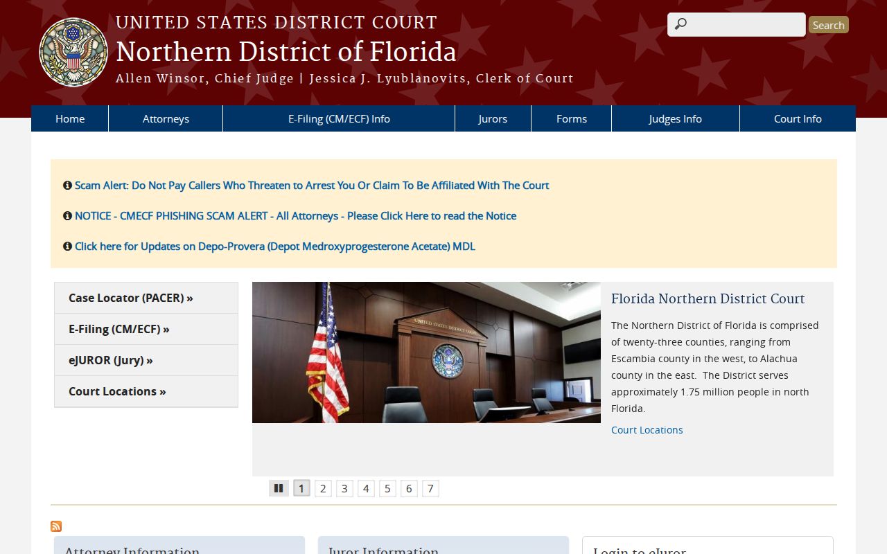 Northern District of Florida Pensacola federal court website