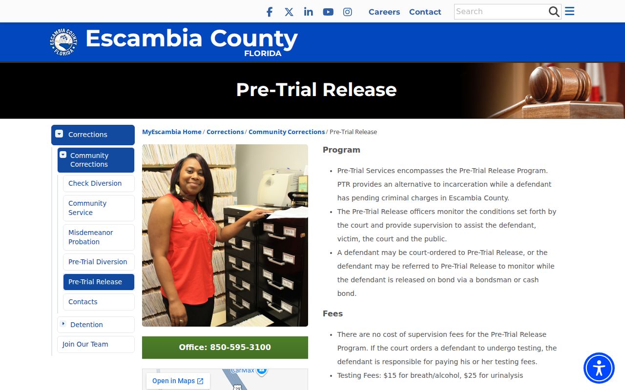 Escambia County Pre-Trial Release program information