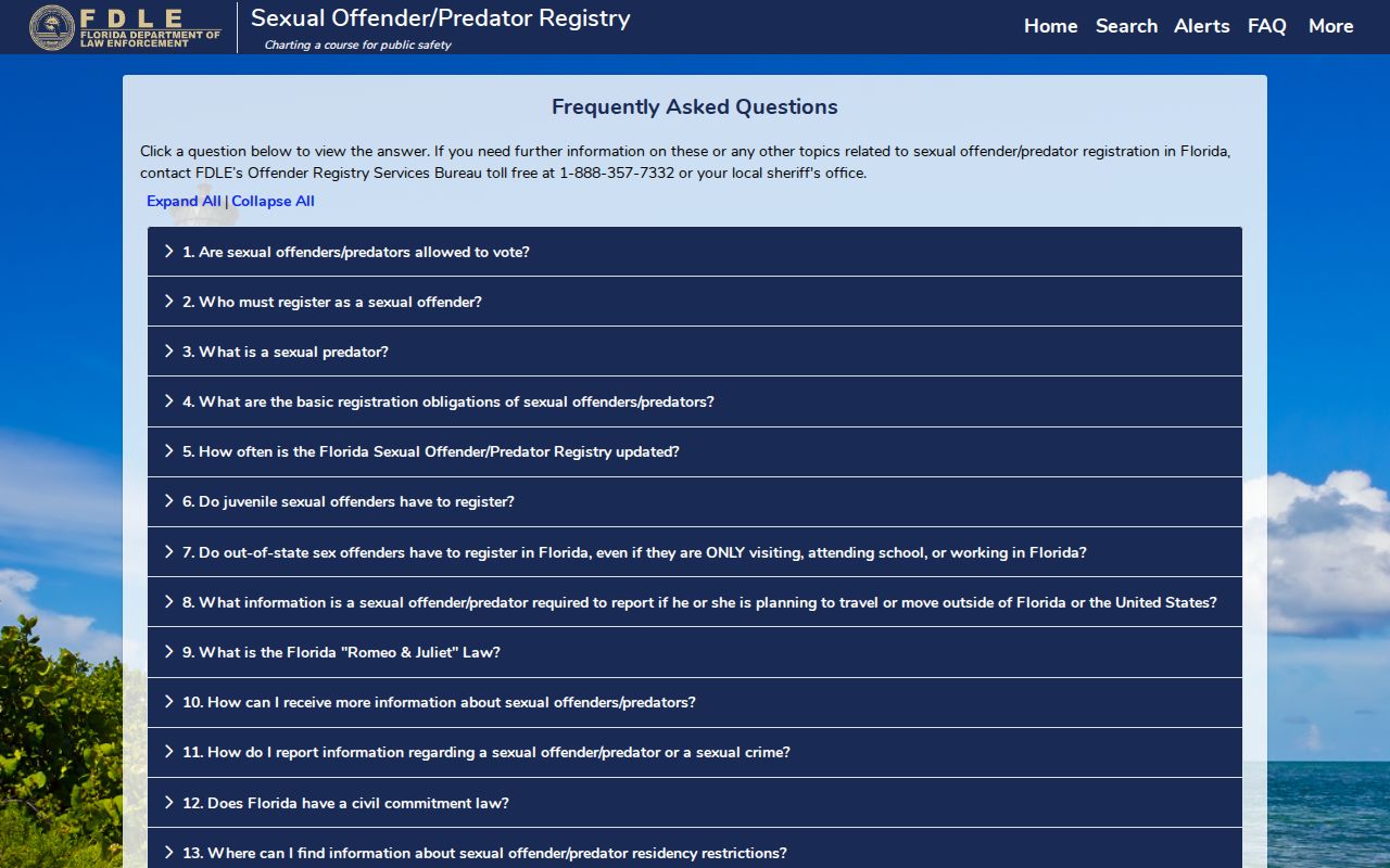 FDLE explanation of Florida sexual offender registry flyer fields