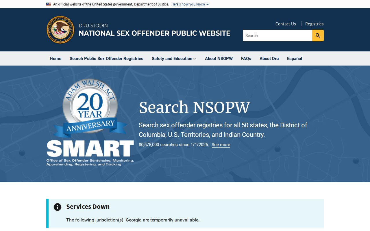 National Sex Offender Public Website cross-state registry search